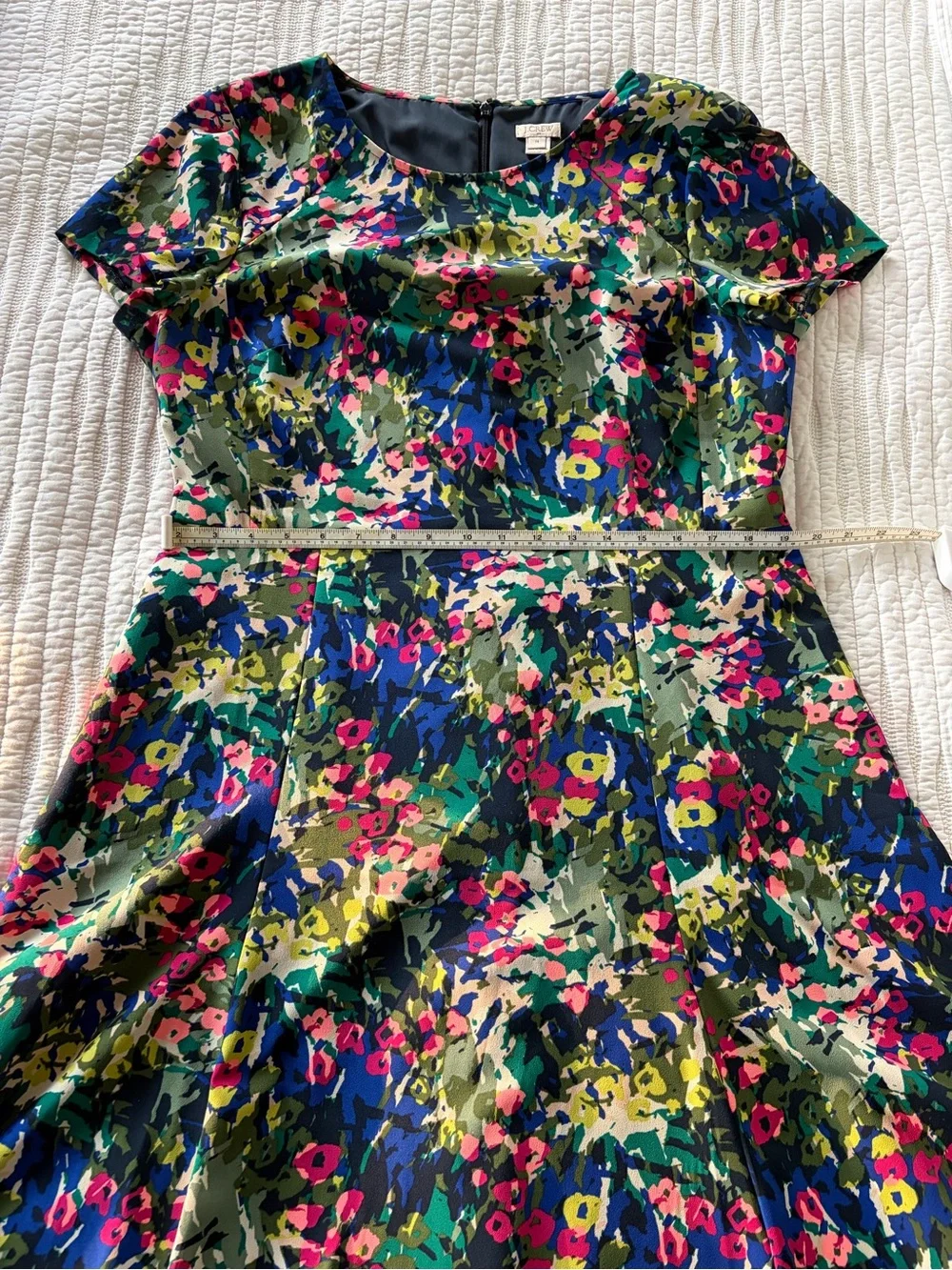 J. Crew Multicolor Floral Print Dress - Blue Green Pink